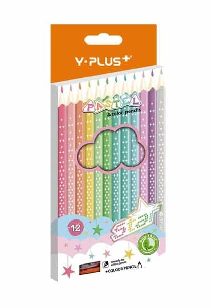 مداد رنگی پاستیلی 12 رنگ y plus